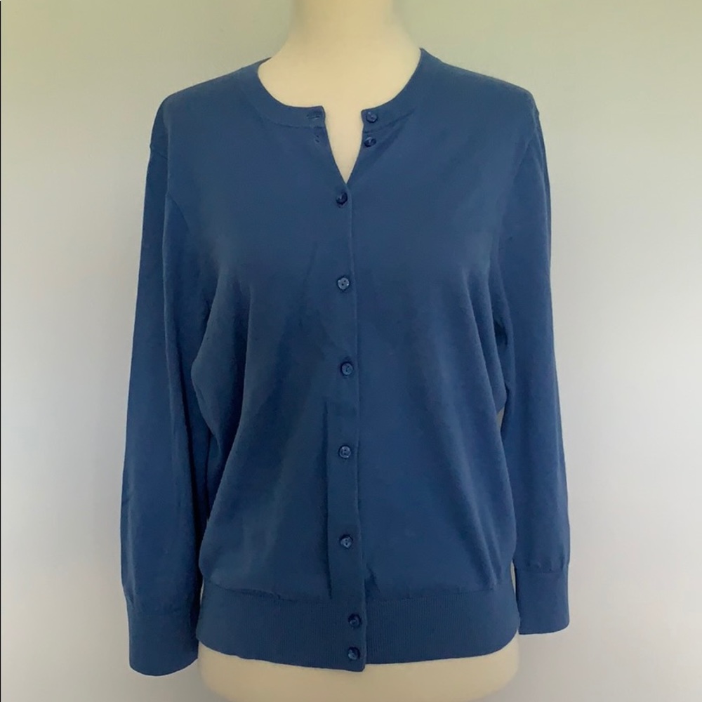 JCrew Blue Cotton Sweater Size Large Cardigan